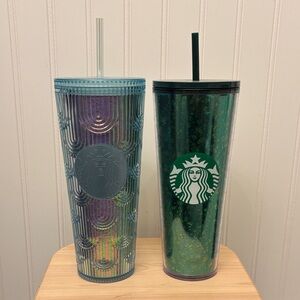 Starbucks Blue and Green 24oz Tumbler set of 2